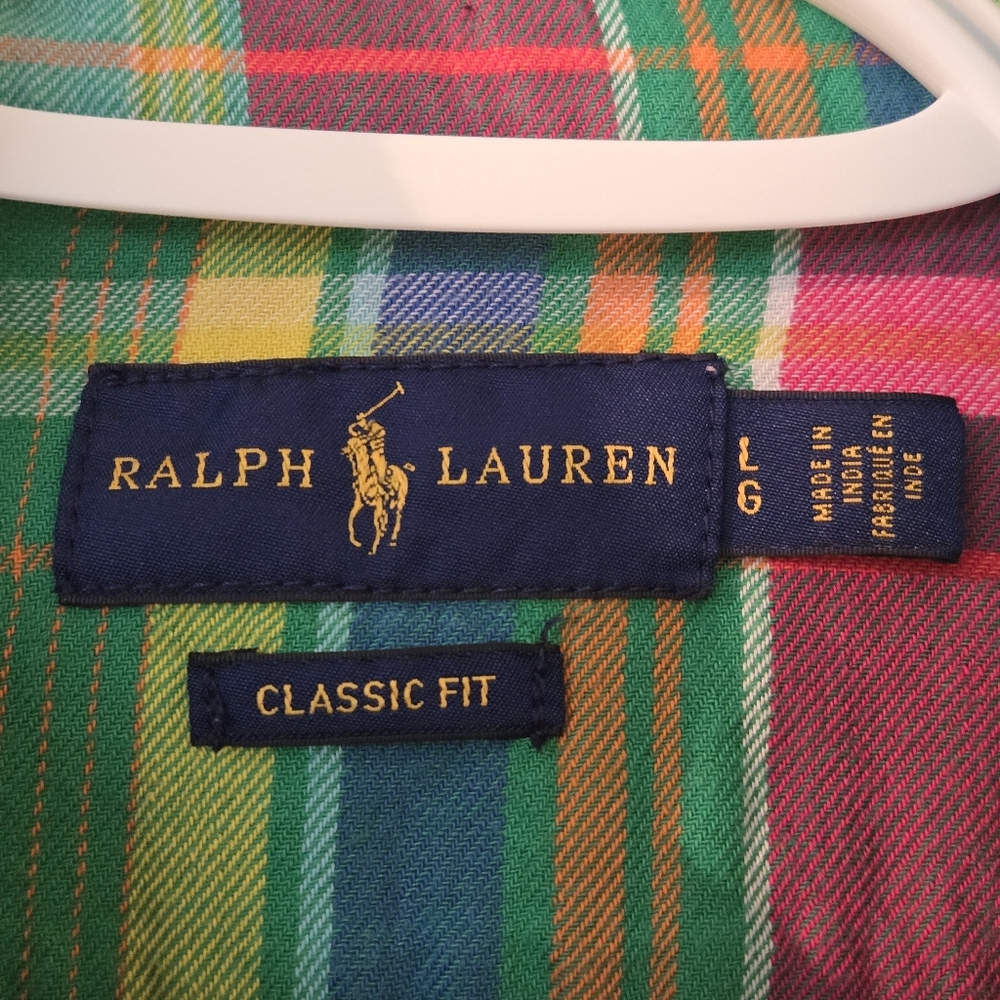 Ralph Lauren Multi Color Cotton Shirt Classic Fit Size L - Picture 3 of 12